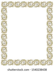 Floral frame isolated on white background.