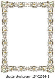 Floral frame isolated on white background.