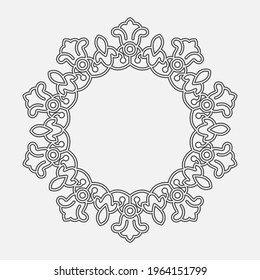 Floral frame, lace pattern, stamp or stencil for scrapbooking and decorative embossing, die cut template. Flat style.