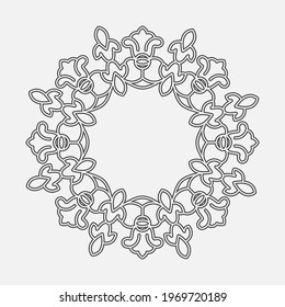 Floral frame, lace pattern, stamp or stencil for scrapbooking and decorative embossing, die cut template. Flat style.