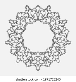 Floral frame, lace pattern, stamp or stencil for scrapbooking and decorative embossing, die cut template. Flat style.