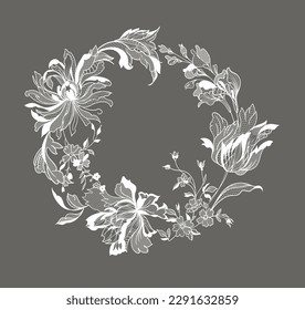 Floral frame. Lace vector illustration.
