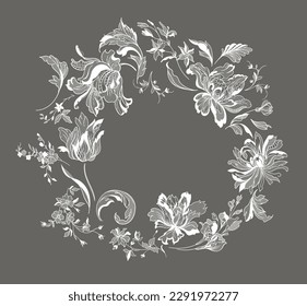 Floral frame. Lace vector illustration.