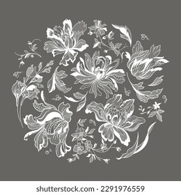 Floral frame. Lace vector illustration.