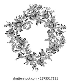 Floral frame. Lace vector illustration.
