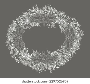 Floral frame. Lace vector illustration.