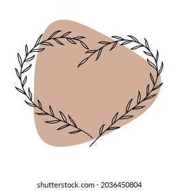 Floral frame, laurel wreath. Botanical vector border for your design. Logo and branding. Outline. Hand drawn