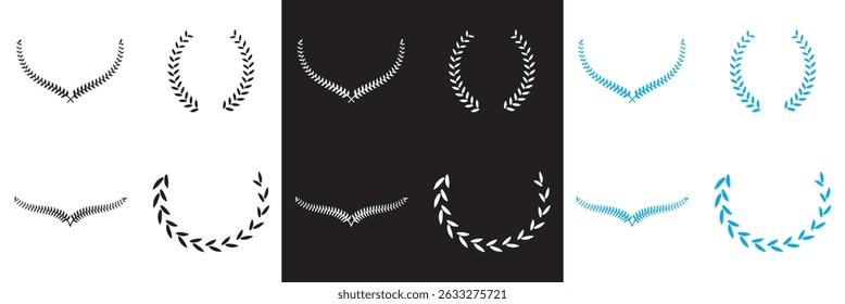 Floral frame laurel wreath vector icon. Vector for websites, mobile interfaces, presentations, banner, visual branding etc. Vector illustration. isolated on white and black background. EPS 10
