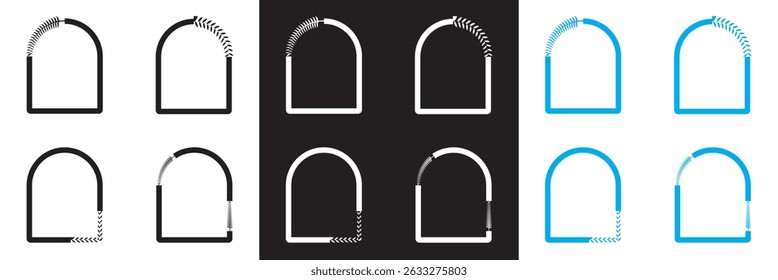 Floral frame laurel wreath vector icon. Vector for websites, mobile interfaces, presentations, banner, visual branding etc. Vector illustration. isolated on white and black background. EPS 10