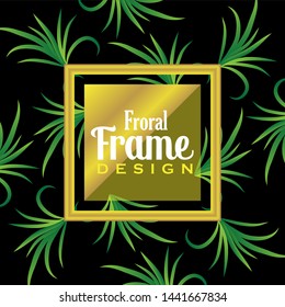 floral Frame leaf design template on a black background