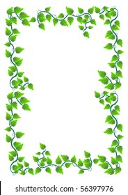 Floral frame with leafs, isolated on white background. Vector.