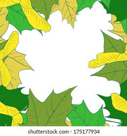 floral frame with leaves of maple, vector illustration
