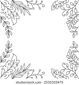  Floral frame with leaves and space for text. Vector illustration.