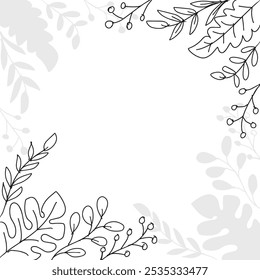 Floral frame with leaves and space for text. Vector illustration.