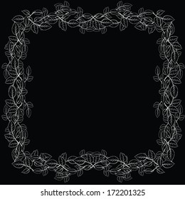 floral frame with  leaves, vintage vector illustration