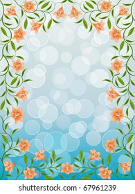 Floral frame with a lily. Vector illustration.