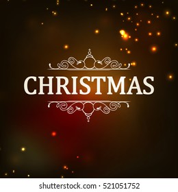 Floral Frame Line Art based Merry Christmas Greeting card with Elegant festive background full of glitter and sparkle balls with creative and stylish 