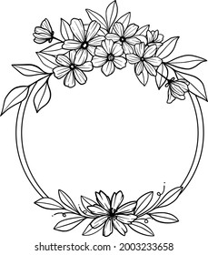 Floral Frame Line Art Floral Monogram Floral Invitation