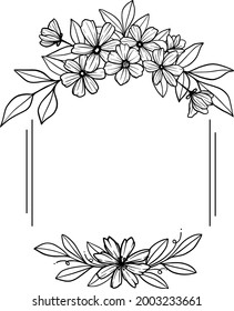 Floral Frame Line Art Floral Monogram Floral Invitation