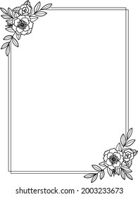 Floral Frame Line Art Floral Monogram Floral Invitation