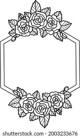 Línea de marco floral Arte Monograma Floral Invitación floral