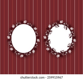 Floral frame with line background and oval