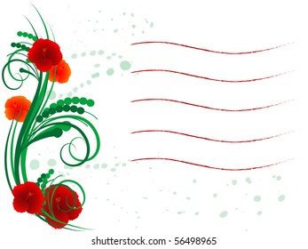 Floral frame with lines for your text