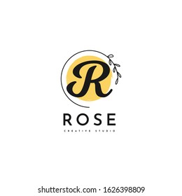Floral frame logo template design. Vector Eps 10