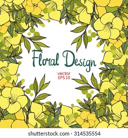 Floral Frame made of exotic yellow flowers and place for your text