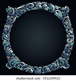 Floral frame made of leaves and flowers vector vintage design, decorative blank classic style border, luxury beautiful background, invitation or greeting card with place for text.