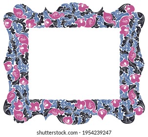 Floral frame made of leaves vector vintage design, decorative blank classic style border, luxury beautiful background, invitation or greeting card with place for text.