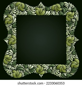 Marco floral hecho de hojas vectorial diseño vintage, borde decorativo de estilo clásico blanco, fondo lujoso hermoso, invitación o tarjeta de saludo con lugar para texto.