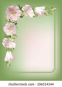 Floral frame with mallow flowers. Vector background