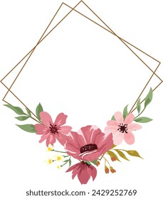 floral frame with maroon wildflower bouquet