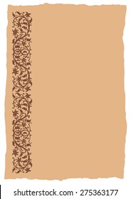 Floral frame in medieval style. Ornament of interwoven stems, foliage and flowers. Vector edging, design element and page decoration