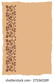 Floral frame in medieval style. Ornament of interwoven stems, foliage and flowers. Vector edging, design element and page decoration