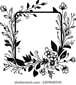 Floral Frame | Minimalist and Simple Silhouette - Vector illustration