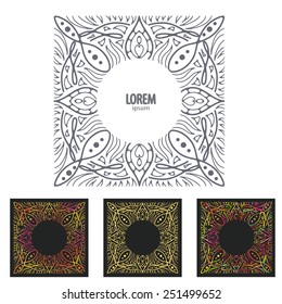 Floral frame, mono line.