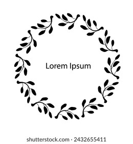 Floral frame monochrome background Lorem Ipsum stock vector illustration for web, for print