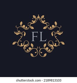 Floral frame monogram. Classic decorative element.
