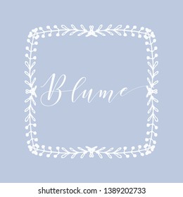 Floral Frame or Monogram Hand Drawn Element. Doodle Branches Border Illustration for Wedding Invitations, Greeting Card or Restaurant Menu. Hipster Hand Made Logo Design Template. 