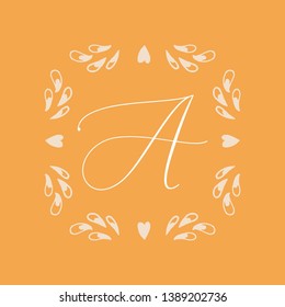 Floral Frame or Monogram Hand Drawn Element. Doodle Branches Border Illustration for Wedding Invitations, Greeting Card or Restaurant Menu. Hipster Hand Made Logo Design Template. 