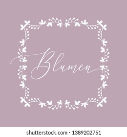 Floral Frame or Monogram Hand Drawn Element. Doodle Branches Border Illustration for Wedding Invitations, Greeting Card or Restaurant Menu. Hipster Hand Made Logo Design Template. 