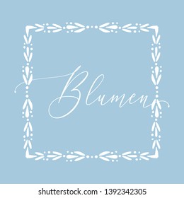 Floral Frame or Monogram Hand Drawn Element. Doodle Branches Border Illustration for Wedding Invitations, Greeting Card or Restaurant Menu. Hipster Hand Made Logo Design Template. Blumen.