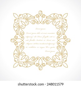 floral frame in monogram line style with space for text