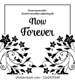 Floral frame for now forever hand draw vector illustration