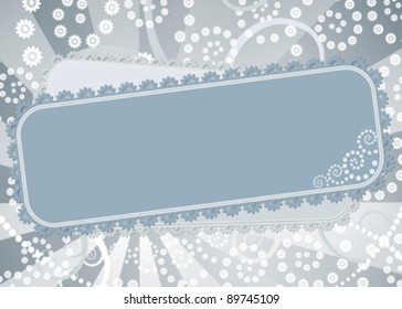 floral frame on abstract gray background