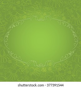 Floral  frame on  background with chamomile and leaves.