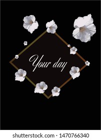 Floral frame on black background