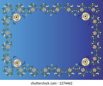 floral frame on a blue background
